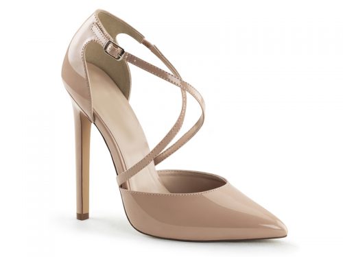 Criss-Cross pumps in nude met super hoge hakken en puntige neus