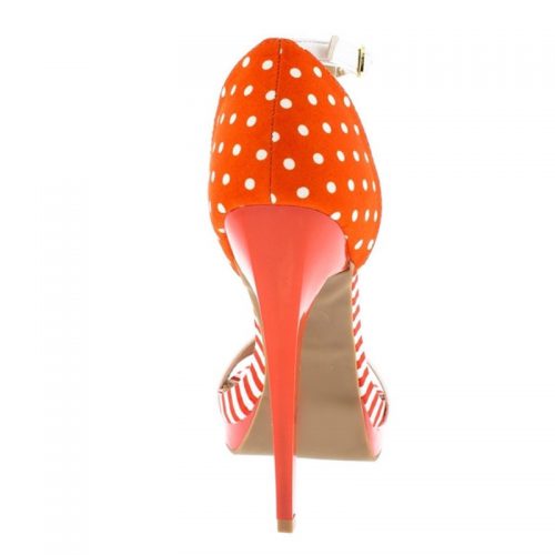 Strappy sandals in oranje met wit met stippen en strepen