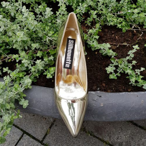 Gouden metallic pumps met naaldhak | Metallic heels gold | Gouden hoge hakken