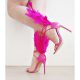 Fuchsia sandaaltjes met hoge hakken en veren | Sexy sandaaltjes in roze met hoge hakken en grote veren