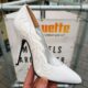 Witte leren pumps met lak details aan de zijkant | Witte hoge hakken echt leer