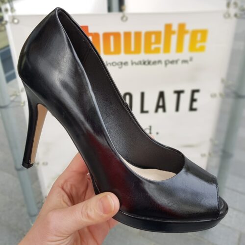 Zwarte peeptoe pumps met naaldhak | Klassieke zwarte peeptoe pumps