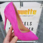 Fuchsia roze pumps met hoge hak | Fuchsia pumps met V-cut en stilettohak