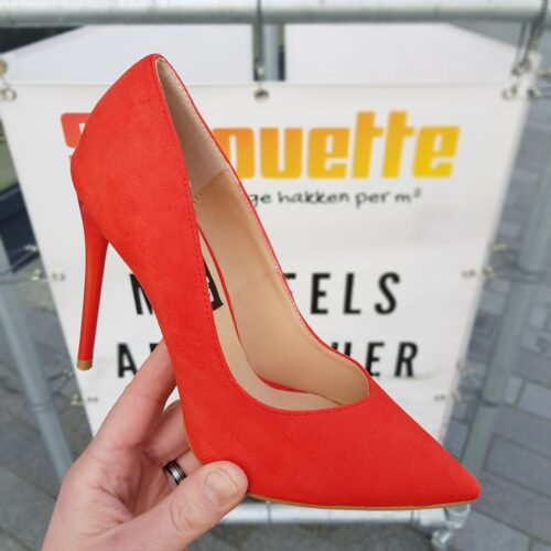 Pumps koraal met hoge hak | Koraalrode pumps met hoge stilettohak