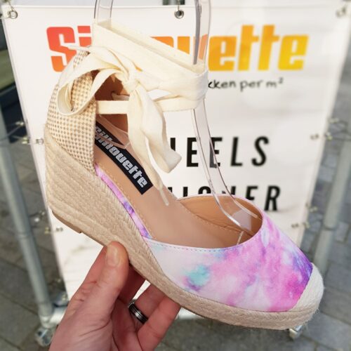 Tie-dye sleehak espadrilles in paars roze turquoise