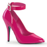 Roze pump met enkelband en 10 cm naaldhak | Fuchsia pumps met hoge hak in grote maten.