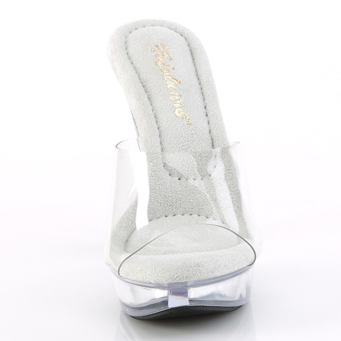Transparante slippers met plateau en naaldhak | Doorzichtige slippers met plateau en hak