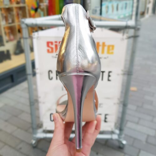 Zilveren high heels met bandjes | Sandaaltjes in zilver met hoge hak