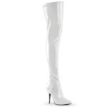 2638-50-004 – Witte overknee laarzen met naaldhak stretch lak – Witte laarzen over de knie met hoge hak