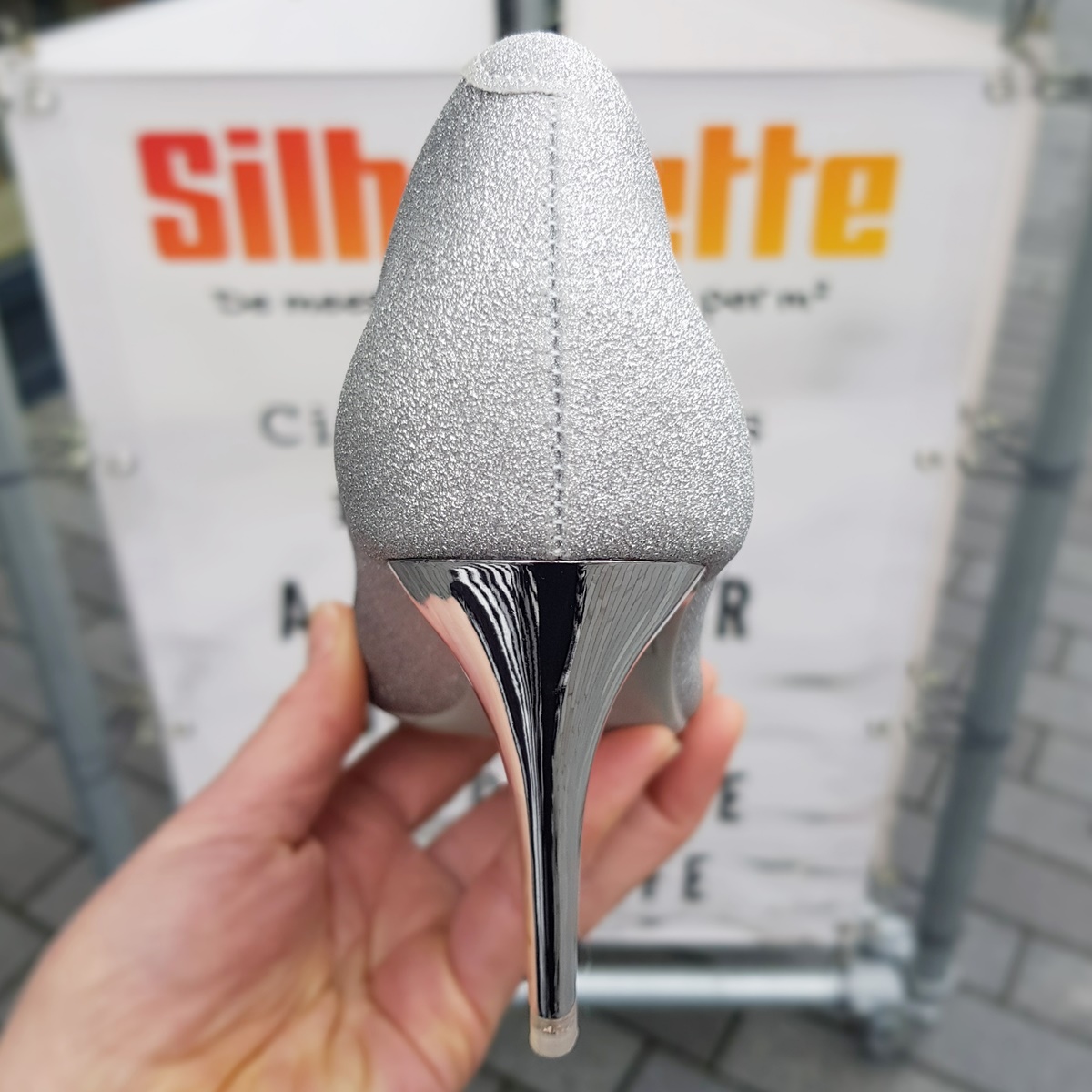 Zilveren glitterpumps met kleurverloop | Glitter pumps met hak