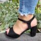 Zwarte sandalen met blokhak van 8 cm | Zwarte zomersandaal met blokhak