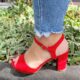 Rode sandalen met blokhak van 8 cm | Rode sandaal met blokhak
