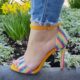 Glitter regenboog sandalen met naaldhak | Sandaaltjes met regenboog kleuren en hak