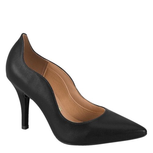 Comfortabele zwarte pumps met naaldhak en golvende zijkant | Tijdloze zwarte pumps met bijzondere zijkant