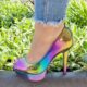 Mermaid pumps met open teen en hoge hak | Veelkleurige hoge hakken