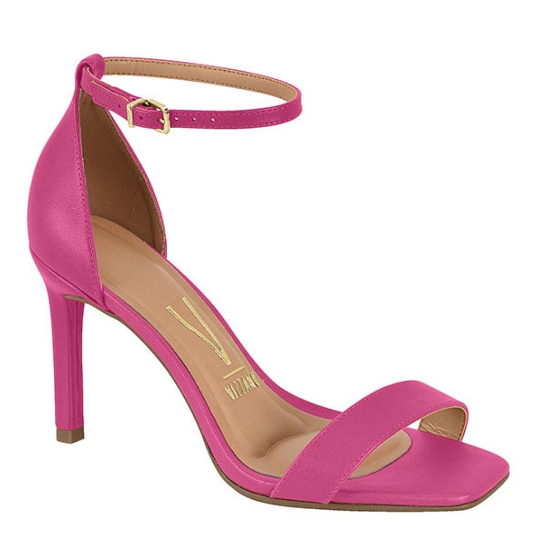 Roze sandaaltjes met hak en vierkante neus | Fuchsia roze Vizzano sandaaltjes