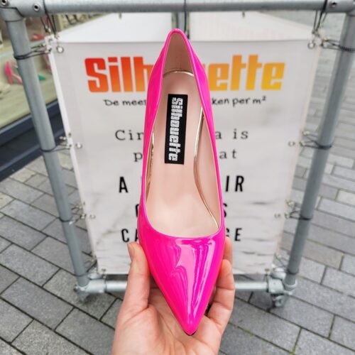 Fuchsia roze lak pumps met hoge naaldhak | Klassieke pump met stiletto hak in knalroze