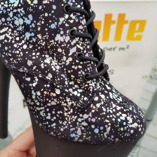 Pleaser enkelaarzen met Holographic Splatter | Pleaser enkellaarzen met hoge hakken