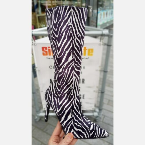 Laarzen met zebraprint en naaldhak | Zebra laarzen met hak
