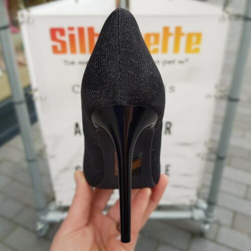 Feestelijke zwarte glitterpumps met hoge hak | Zwarte glitterhakken