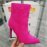 Fuchsia enkellaarsjes met naaldhak | Korte roze laarsjes met hoge hak