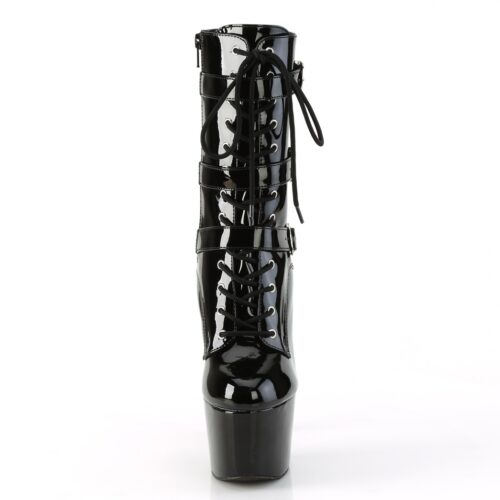 Pleaser enkellaars met veters en gespen | Stoere lak boots van Pleaser