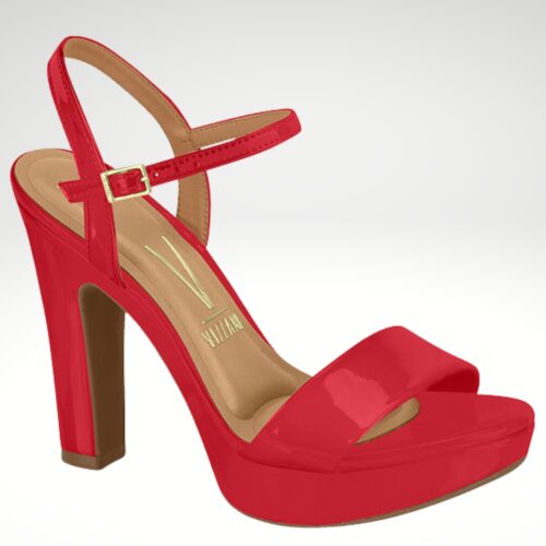 Rode sandalen met brede hak van Vizzano | Rode open hoge hakken