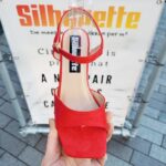 Rode sandalen met vierkante neus | Rode sandalen met slanke blokhak