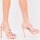 Nude hoge hakken met veel bandjes en plateau | Nude sandalen met hoge hak