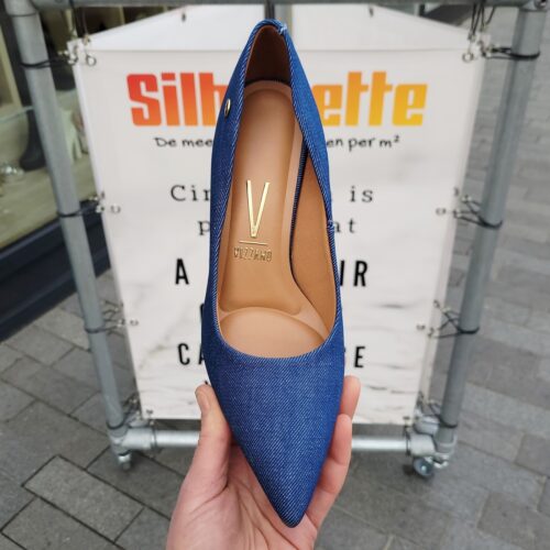 Denim pumps met hak van Vizzano | Spijkerstof pumps met hoge hak