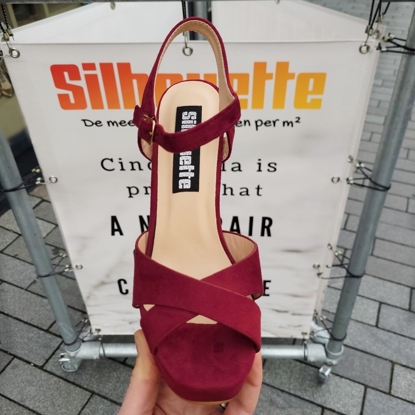 Wijnrode sandalen met blokhak - Wijn rode open schoenen met stevige hak