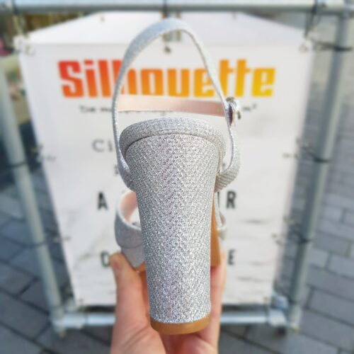 Glitter blokhak sandalen in zilver | Zilveren blokhakken met glitters