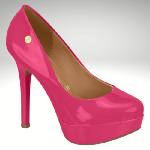 Zuurstok roze pumps met hoge hak van Vizzano - Felroze hakken met plateau en ronde neus