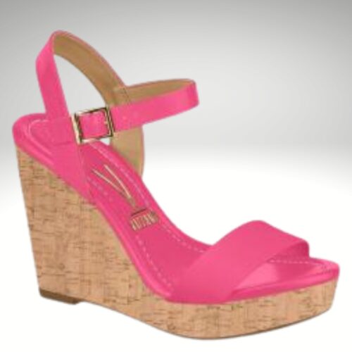 Roze sleehak sandalen met kurkzool | Fuchsia roze sleehakken