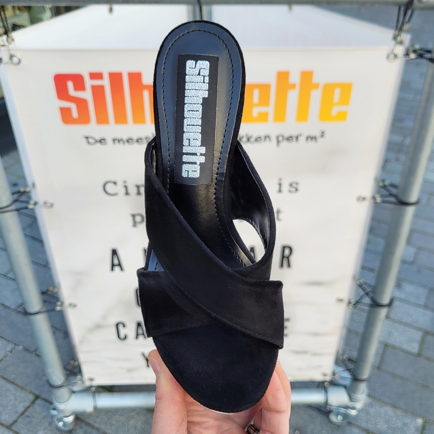 Zwarte slippers met sleehak | Zwarte sleehak slippers