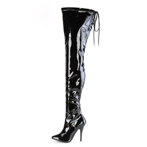 Extra lange lak overknee boots met hoge hak | Extra lange overknee laars met naaldhak