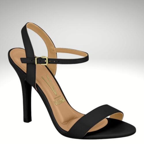 Simpele zwarte sandalen met hak en smalle bandjes | Zwarte klassieke sandaaltjes met naaldhak