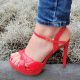 2728-60-067 - Vizzano sandalen met hoge hak in rood lak - Lak rode hoge hak sandalen met plateau