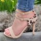 Beige panterprint sandaaltjes met naaldhak | Beige open schoenen met hoge hak en panterprint