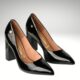 Comfortabele zwarte lakpumps met blokhak | Blokhak pumps met voetbed in zwart lak