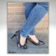 Denim pumps in zwart met ripped effecten | Zwarte denim hakken