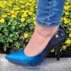 Blauwe two tone pumps van Vizzano | Blauw zwarte pumps met naaldhak