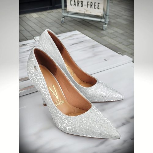 Panterprint pumps in zilver met glitters | Zilveren glitterpumps met panterprint