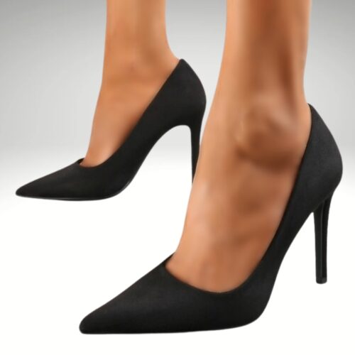 Zwarte suede 10 centimeter hakken | Zwarte suede pumps met 10 cm naaldhak