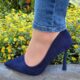 Blauwe suede pumps met hoge hak | Klassieke suede hoge hakken in blauw