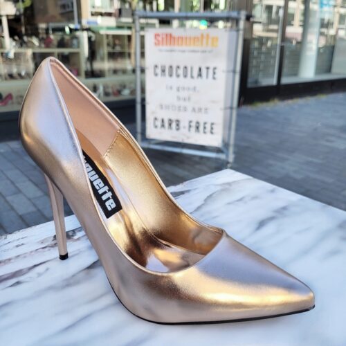Rose gold pumps met hoge naaldhak | Hoge pumps in champagne kleur