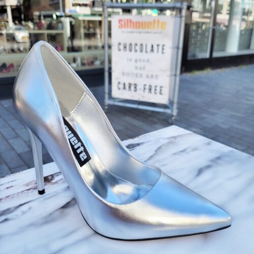 Zilveren pumps met hoge naaldhak | Hoge pumps in zilverkleur