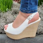 Witte sleehak sandalen met open hiel | Witte sleehakken met open hiel en open teen