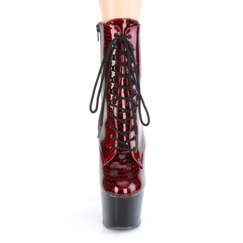 Pleaser laarsjes met snakeprint | Enkelboots van Pleaser zwart rood