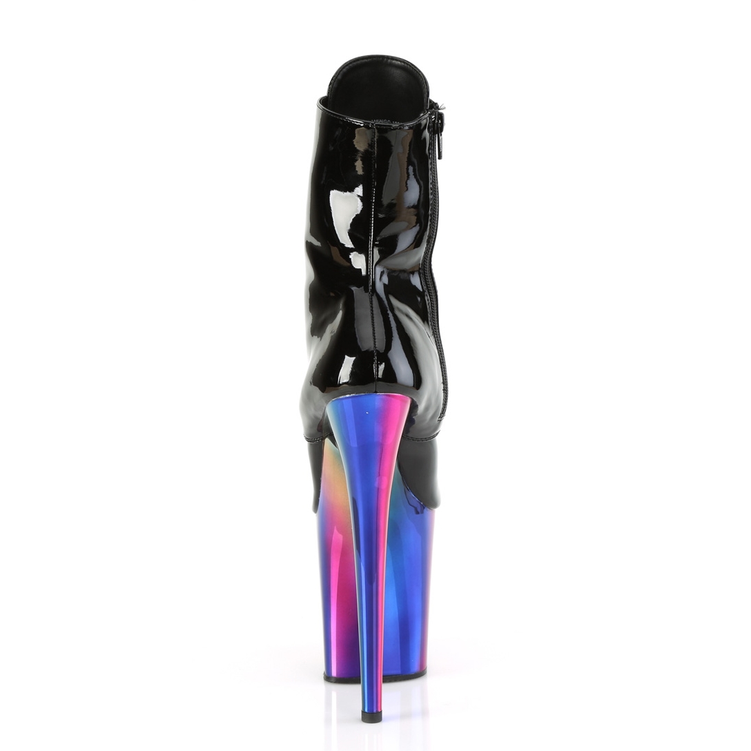 Pleaser 8 inch enkellaars met regenboog zool | Pleaser Flamingo Rainbow laarsjes